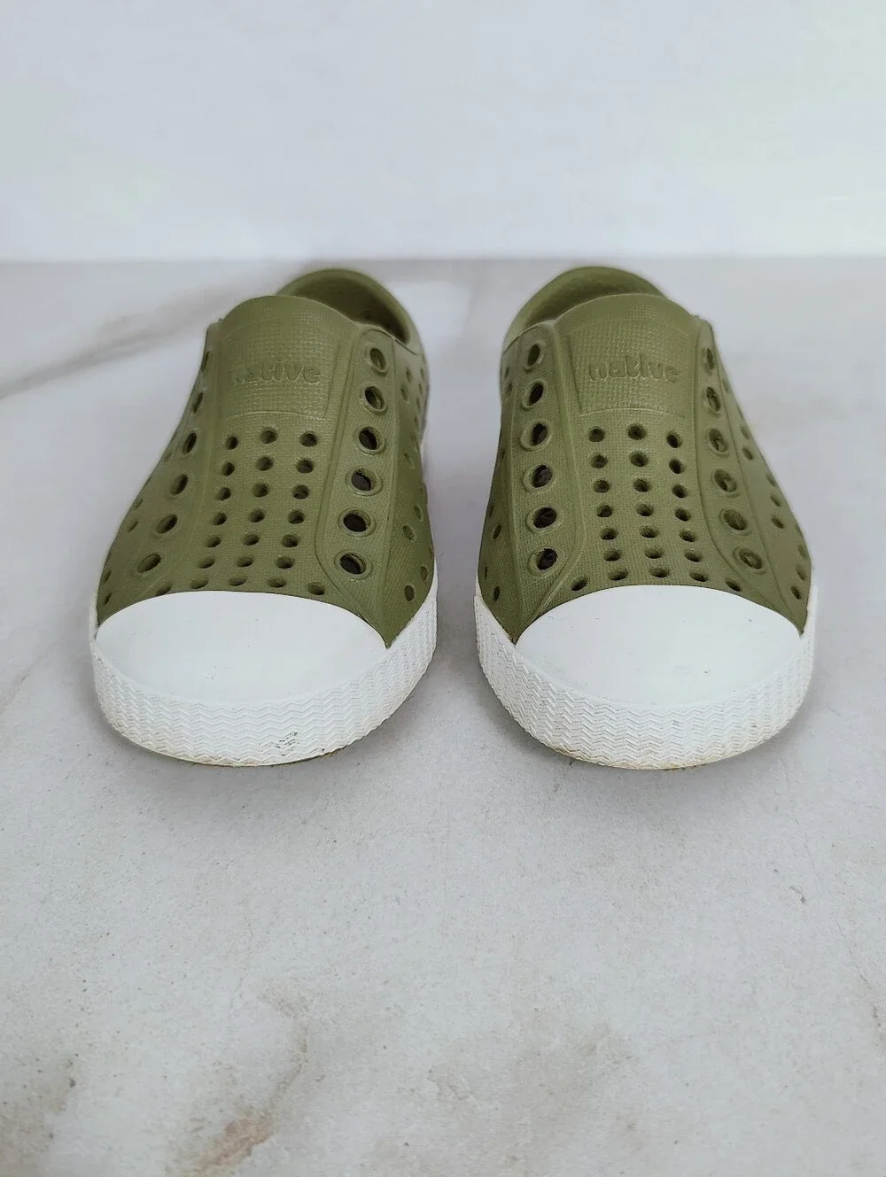 Native Shoes Baby Jefferson Slip On Sneakers Shoes Green White, Sz 6C